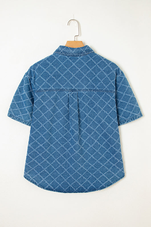 Camisa de Mezclilla con Estampado Cuadros para Mujer - Image 8