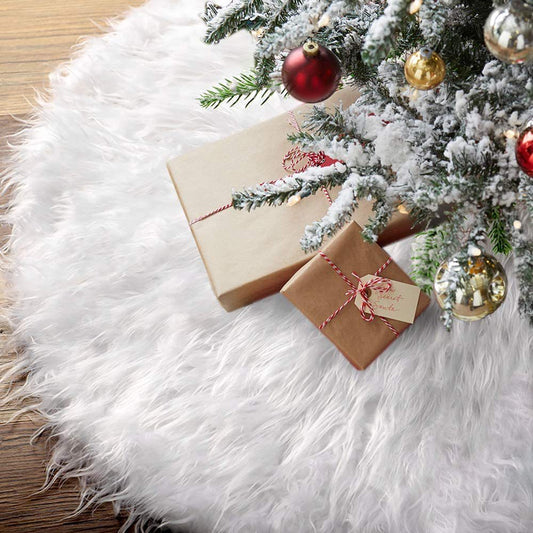 Falda para Árbol de Navidad de Felpa Blanca - Decoración Navideña Premium
