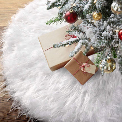 Falda para Árbol de Navidad de Felpa Blanca - Decoración Navideña Premium