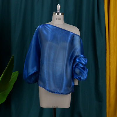 Blusa Holgada Casual de Hombros Caídos y Mangas Linterna para Talla Plus - Image 2