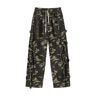 Pantalones Cargo Camuflaje con Cintura Elástica y Cordón - Estilo Street Couple - Image 6