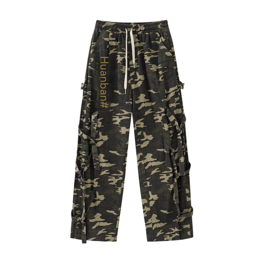 Pantalones Cargo Camuflaje con Cintura Elástica y Cordón - Estilo Street Couple - Image 6