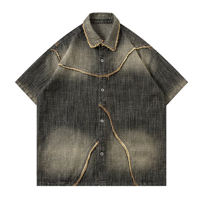Camisa Denim Degradada Efecto Vintage para Hombre
