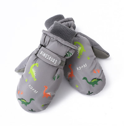 Guantes de Esquí Infantiles Dinosaurio con Forro Polar Cálido - Image 3