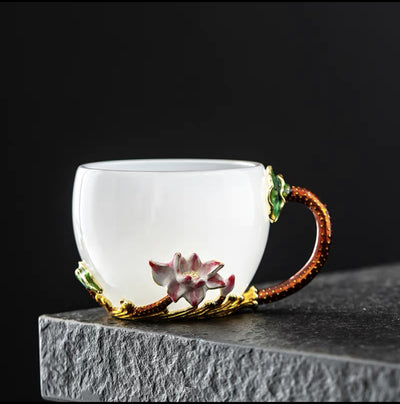Taza de Té Jade Porcelana Blanca con Esmalte Colorido - Image 9