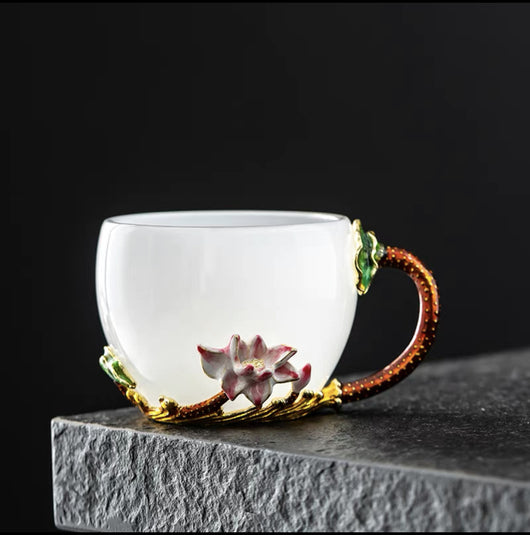 Taza de Té Jade Porcelana Blanca con Esmalte Colorido - Image 9