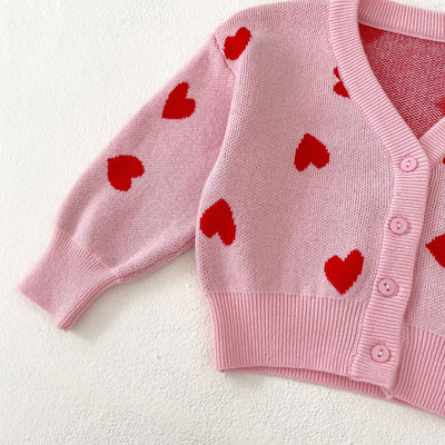 Cardigan de Punto Rosa con Corazón para Bebé Niña - Suéter Infantil Cuello V - Image 14