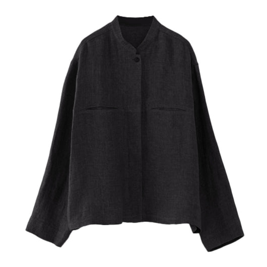 Camisa de Lino y Algodón con Cuello Mao Retro - Diseño Minoritario de Manga Larga - Image 15