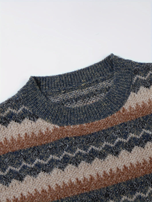 Suéter Cuello Redondo Grueso para Hombre con Diseño Estampado y Corte Relajado - Image 24