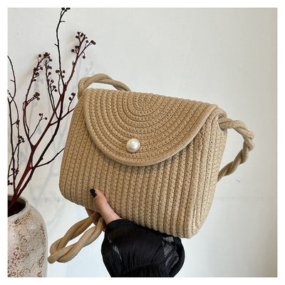 Bolsa Tejida de Algodón con Cuerda - Estilo Casual Artesanal para Verano - Image 24