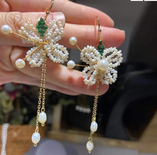 Aretes Mariposa Asimétricos con Perla Natural y Baño de Oro - Diseño Artesanal - Image 6