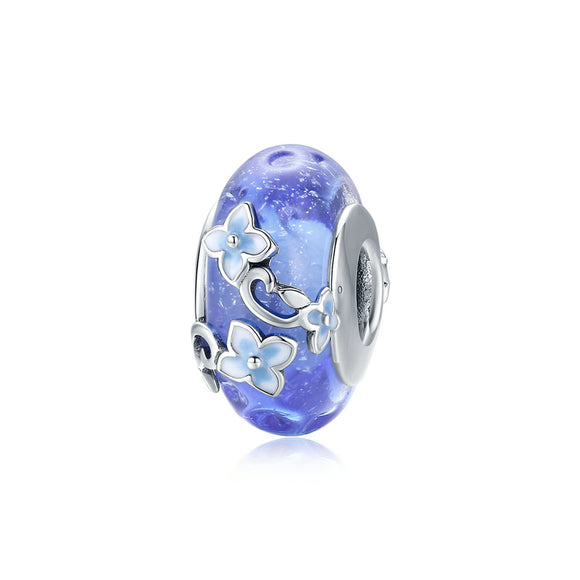 Cuentas de Plata 925 con Flores de Cristal Azul