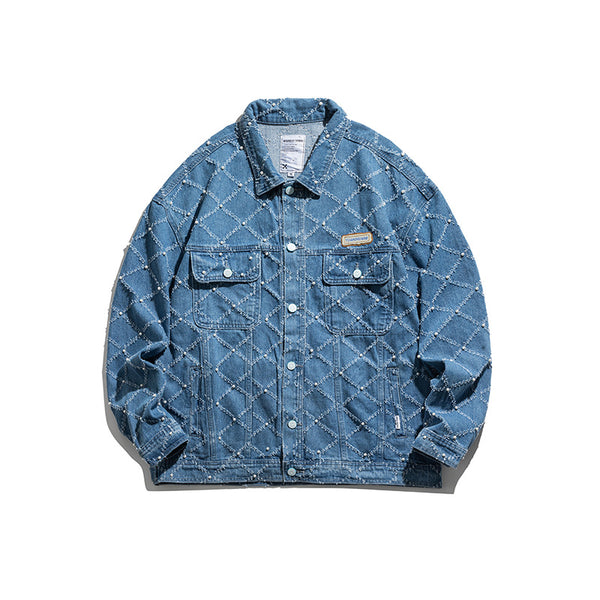 Chaqueta Denim Retro Japonesa con Detalles de Herramientas