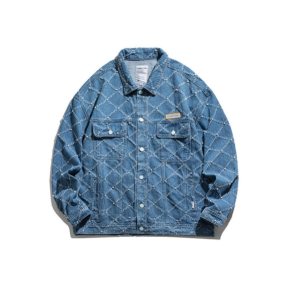 Chaqueta Denim Retro Japonesa con Detalles de Herramientas