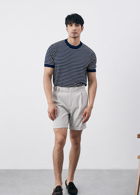 Camiseta Tejida de Cuello Redondo con Rayas para Hombre - Image 16