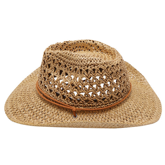Sombrero Vaquero Plegable de Rafia Hueca Unisex - Image 3