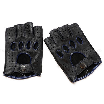 Guantes de Cuero Mitad Dedo para Motociclismo y Actividades al Aire Libre - Image 42