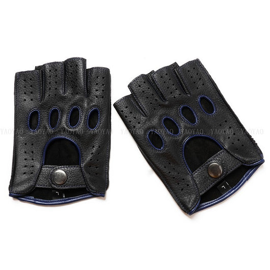 Guantes de Cuero Mitad Dedo para Motociclismo y Actividades al Aire Libre - Image 42