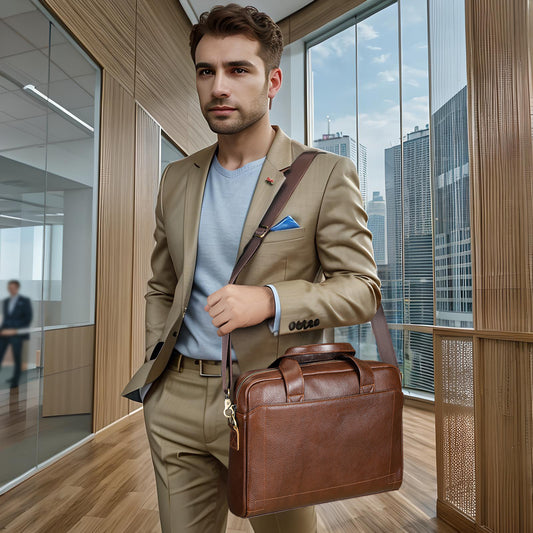Bolso de Cuero Genuino para Hombre - Piel de Res Primera Calidad