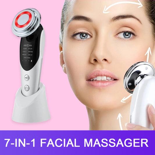 Masajeador Facial 7 en 1 con Microcorriente EMS y Luz LED