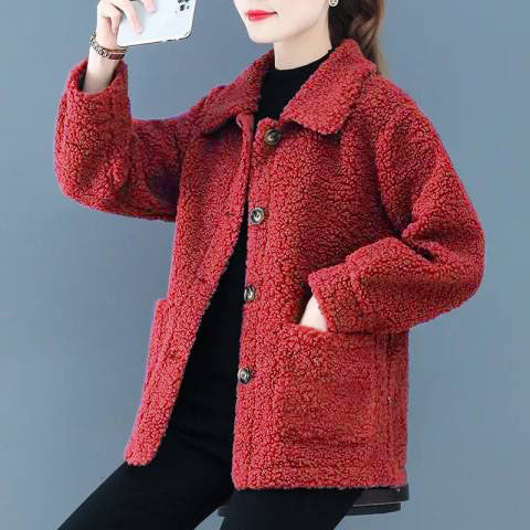 Chaqueta Corta de Lana de Cordero para Otoño e Invierno