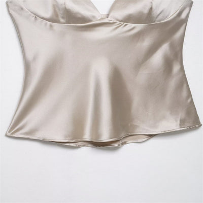 Top Satinado Escotado Corazón Ajustado para Mujer - Image 12