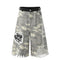 Shorts Camuflaje Hip Hop con Bordados de Personajes Estilo Americano