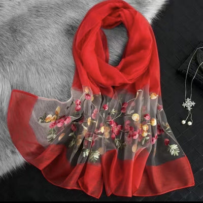 Pañuelo de Seda Bordado Elegante y Versátil para Mujer - Image 10