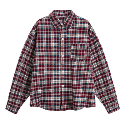 Camisa de Cuadros Retro Bloques de Color para Hombre - Image 7