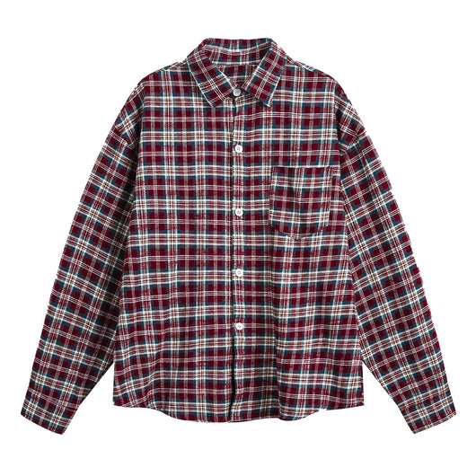 Camisa de Cuadros Retro Bloques de Color para Hombre - Image 7