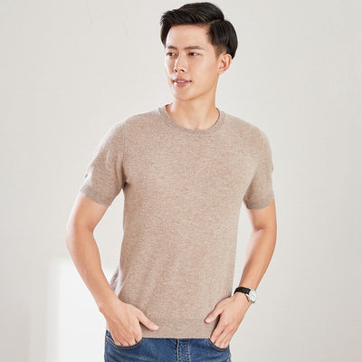 Suéter de Lana Pura Cuello Redondo Manga Corta para Hombre - Otoño e Invierno - Image 7