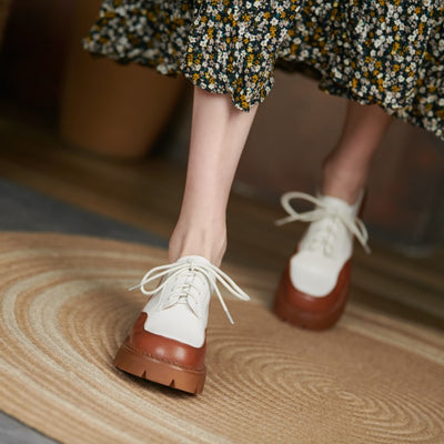 Zapatos Oxford Retro Británicos con Suela Gruesa para Mujer