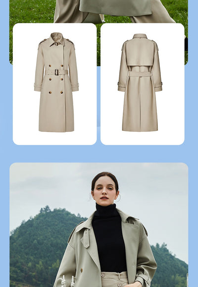 Abrigo Trench Largo para Mujer con Cuello Alzado y Doble Botonadura Ajustable - Image 20