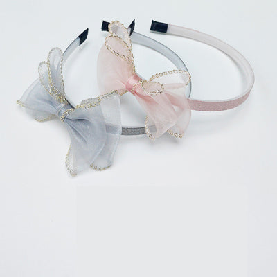 Diadema Infantil de Malla con Borde Dorado y Moño - Image 11