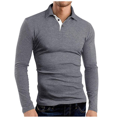 Camiseta Manga Larga Cuello Solapa Hombre - Colores Sólidos - Image 17
