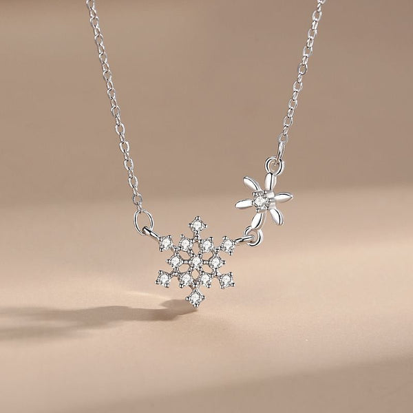 Collar Colgante de Plata Esterlina 925 con Diseño de Copo de Nieve