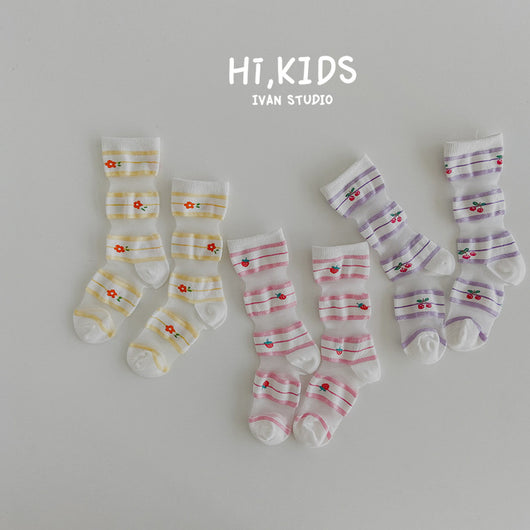 Calcetines Infantiles Verano Cuadros a Cuadros Estilo Coreano - Image 11