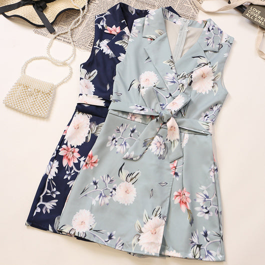 Jumpsuit Estampado Culottes Cintura Irregular Escote V
