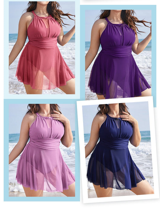 Traje de Baño Enterizo Cuello Redondo con Encaje para Mujer - Image 11