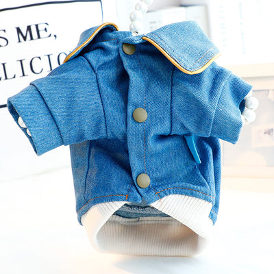 Abrigo de Mezclilla Bordado para Perro Pequeño - Ropa Teddy Elegante - Image 3