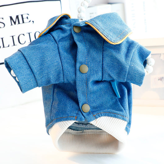 Abrigo de Mezclilla Bordado para Perro Pequeño - Ropa Teddy Elegante - Image 3