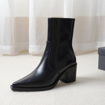Botas Martin de Cuero Genuino con Tacón Grueso para Otoño e Invierno - Image 3