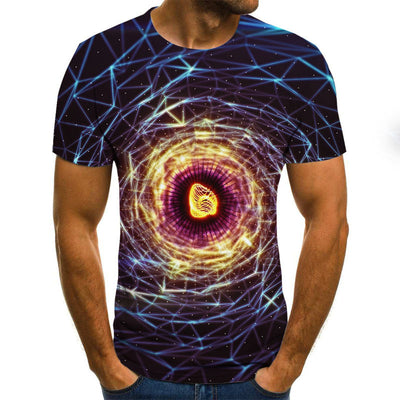 Playera Casual con Estampado 3D Remolino Digital Cuello Redondo - Image 6