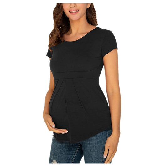 Playera Maternal de Manga Corta con Volantes y Pliegues - Image 2