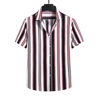 Camisa Holgada de Rayas para Hombre - Manga Corta - Image 8
