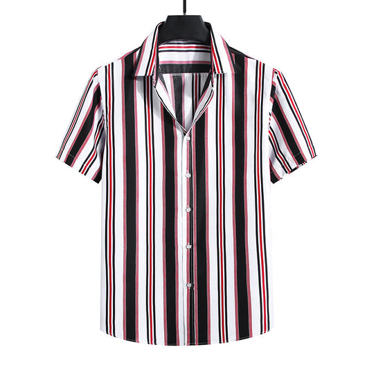 Camisa Holgada de Rayas para Hombre - Manga Corta - Image 8