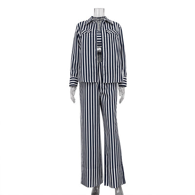 Conjunto de Tres Piezas: Cardigan Rayado, Top Tubo y Pantalón Ancho - Image 6
