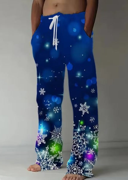 Pantalones Casuales Navideños con Estampado Santa Claus y Cintura Ajustable - Image 2
