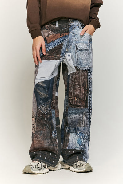 Jeans Vintage con Estampado Digital y Parches Estilo Urbano Americano - Image 17