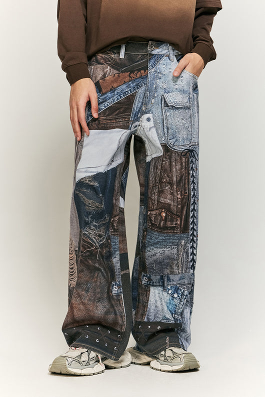 Jeans Vintage con Estampado Digital y Parches Estilo Urbano Americano - Image 17